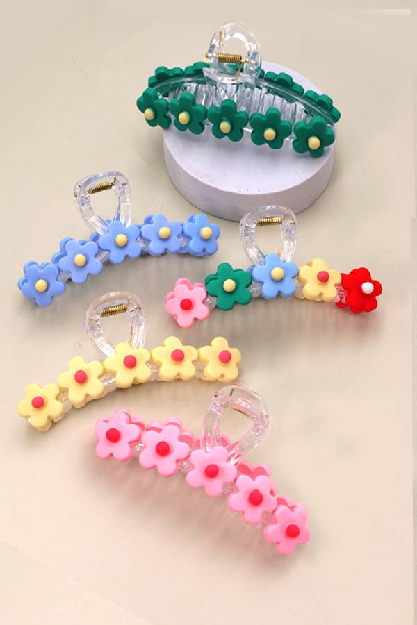 LARGE FLORAL DECORATED HAIR CLAW CLIPS
